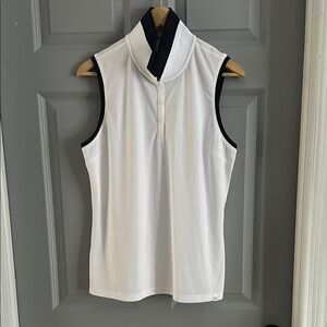 Lady Hagen White and Black Fitted Sleeveless Tank Top